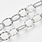 Tarnish Resistant 304 Stainless Steel Cable Chains, Soldered, Textured, Oval, Stainless Steel Color, 9x6.5x1mm