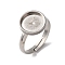 304 Stainless Steel Adjustable Ring Components, with 201 Stainless Steel Flat Round Plain Pad Ring Settings, Stainless Steel Color, Tray: 10mm, Inner Diameter: 17mm