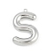 304 Stainless Steel Pendants, Letter Charm, Letter S, 38x26x6.5mm, hole: 2.3mm