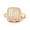 Brass Micro Pave Clear Cubic Zirconia Box Clasps, Nickel Free, Square, Real 18K Gold Plated, 17x10x6.5mm, Hole: 1.2mm