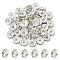 Brass Rhinestone Spacer Beads, Grade A, Straight Flange, Rondelle, Crystal, Silver, 6x3mm, Hole: 1mm