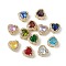 Brass Beads, Heart, with Micro Pave Cubic Zirconia and Crystal Zirconium, Cadmium Free & Lead Free, Golden, 9x10x7mm, Hole: 2/3x2mm
