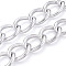 Aluminium Curb Chains, Twist, Unwelded, with Spool, Platinum, 32x22.5x5mm, about 16.40 Feet(5m)/Roll