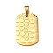 304 Stainless Steel Pendants, Rectangle Charm, Vacuum Plating, Golden, 35x22x2.5mm, Hole: 7x5mm