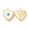Brass Enamel Locket Pendants, Real 18K Gold Plated, Long-Lasting Plated, Cadmium Free & Nickel Free & Lead Free, Heart with Evil Eye, White, 21x17x5mm, Hole: 1.4mm, Inner Diameter: 9.5x10mm