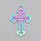Ion Plating(IP) 201 Stainless Steel Pendants, Laser Cut, Cross, Rainbow Color, 30x20x1mm, Hole: 2mm