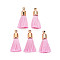 Polyester Tassel Pendant Decorations, with CCB Plastic Findings, Light Gold, Pearl Pink, 25~30x6mm, Hole: 1.5mm