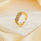 Brass Micro Pave Clear Cubic Zirconia Cuff Rings, Golden, 6mm, Inner Diameter: 17mm