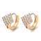 Rack Plating Brass Micro Pave Cubic Zirconia Hoop Earrings, Rhombus, Light Gold, 12.5x11mm