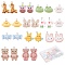 48Pcs 12 Styles Opaque Resin Pendants, with Platinum Plated Iron Loops, Mixed Animals Shapes, Mixed Color, 20~32.5x17.5~26x5~10mm, Hole: 2mm, 4pcs/style