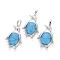 Synthetic Turquoise Pendants, with Brass Findings, Penguin, Platinum, 34~35x24~25x5~8mm, Hole: 8x5mm