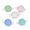Brass Glass Links Connectors, Long-Lasting Plated, Lead Free & Nickel Free & Cadmium Free, Faceted, Flat Round, Real Platinum Plated, Mixed Color, 16.5x11x5mm, Hole: 1.4mm