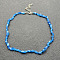 Deep Sky Blue Cat Eye Chip Beaded Necklaces for Women, 16.93 inch(43cm)