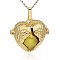 Golden Tone Brass Hollow Heart Cage Pendants, with No Hole Spray Painted Brass Ball Beads, Dark Khaki, 28x30x16mm, Hole: 3x8mm