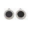 Alloy Rhinestone Pendants, Acrylic, Flat Round, Platinum, 22x19x2.5mm, Hole: 1.8mm