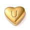 201 Stainless Steel Beads, Golden, Heart, Letter U, 7x8x3.5mm, Hole: 1.5mm