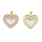 Brass Micro Pave Clear Cubic Zirconia Pendants, Cadmium Free & Lead Free, Heart, Real 18K Gold Plated, 26x26x3mm, Hole: 3.5x4mm