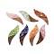 Opaque Resin and Walnut Wood Big Pendants, Leaf Charms, with Glitter Powder & Gold Foil, Mixed Color, 51~51.5x15x3.5mm, Hole: 1.8mm
