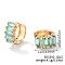 Cute Square Candy Brass Cubic Zirconia Hoop Earrings, Fashionable Versatile Accessories, Golden, Blue, 7x12mm