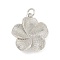Rack Plating Brass Pendants, with Jump Ring, Long-Lasting Plated, Cadmium Free & Lead Free, Flower, Platinum, 21x19x4mm, Hole: 3mm