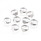 Tarnish Resistant Adjustable 304 Stainless Steel Finger Rings Components, Pad Ring Base Findings, Flat Round, Stainless Steel Color, Tray: 10mm, 17mm
