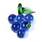 Handmade Lampwork Pendants, Grape & Ladybird, Cornflower Blue, 42~44x32~35x14~16.5mm, Hole: 7~8x6~7mm