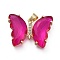 Brass Micro Pave Clear Cubic Zirconia Pendants, with Glass, Butterfly, Golden, Camellia, 20x26.5x5mm