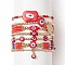 7Pcs 7 Style Evil Eye Lampwork & Glass Seed & Brass Beaded Stretch Bracelets Set for Women, Alloy Word Charms Stackable Bracelets for Women, Red, Inner Diameter: 2~3-1/2 inch(5.2~8.8cm), 1Pc/style