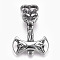 304 Stainless Steel Hook Clasps, For Leather Cord Bracelets Making, Hammer, Antique Silver, 50x33x11.5mm, Hole: 8x6mm
