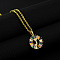 Brass Pave Colorful Cubic Zirconia Initial Ring Pendant Necklaces, 304 Stainless Steel Cable Chain Necklaces, Golden, Letter J, 17.72 inch(45cm)