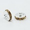 Brass Grade A Rhinestone Spacer Beads, Silver Color Plated, Nickel Free, Rondelle, Light Colorado Topaz, 10x4mm, Hole: 2mm