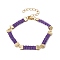 Braided Waxed Polyester Rectangle Link Chain Bracelets, with Real 18K Gold Plated 304 Stainless Steel Clasps, Indigo, 6-3/4 inch(17.3cm)
