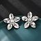 Brass ABS Plastic Imitation Pearl Flower Stud Earrings, Long-Lasting Plated, Lead Free & Cadmium Free, Platinum, 31x32mm
