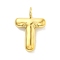 Ion Plating(IP) 304 Stainless Steel Pendants, Real 14K Gold Plated, Balloon Letter Charms, Puff Initial Charms, Letter T, 24x16x5mm, Hole: 4mm