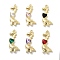 Rack Plating Alloy Rhinestone Pendants, Lead Free & Cadmium Free & Nickel Free, Dinosaur, Heart, Mixed Color, Golden, 32x15x5mm, Hole: 1.8mm