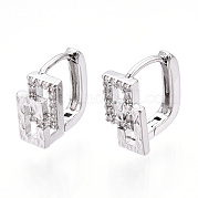 Серьги-кольца из латуни с прозрачным кубическим цирконием EJEW-S241-06P