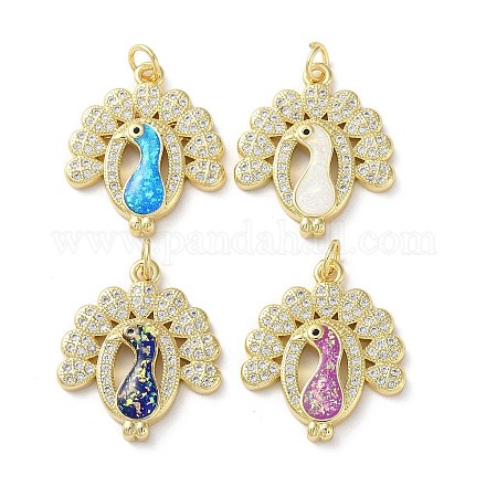 Латунные микропаве прозрачные подвески с фианитом KK-C045-40G-1