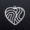 Non-Tarnish 201 Stainless Steel Filigree Charms, Heart with Wavy, Stainless Steel Color, 22x22x1mm, Hole: 1.4mm
