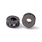 Brass Spacer Beads, with Crystal Rhinestone, Cadmium Free & Nickel Free & Lead Free, Flat Round, Gunmetal, 7x3~3.7mm, Hole: 3.4mm