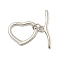 Brass Toggle Clasps, Cadmium Free & Nickel Free & Lead Free, Heart, Platinum, Heart: 14.5x17.5x2.2mm, Hole: 8x13mm, Bar: 24.5x7x1.6mm, Hole: 3mm