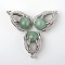 Eagle Claw Alloy Natural Green Aventurine Pendants, Platinum, 34~36x22~24x16mm, Hole: 5x8mm