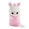 Flocking Resin Cute Pendants, Rabbit Charms with Platinum Plated Iron Loops, Pink, 38x17x15mm, Hole: 2mm