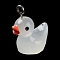 Luminous Opaque Resin Cartoon Pendants, Duck Charms with Platinum Tone Iron Loops, Glow in the Dark, White, 18~21.5x17x11.5mm, Hole: 2.3mm