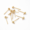 Brass Stud Earring Findings, with Loop, Long-Lasting Plated, Real 18K Gold Plated, Cadmium Free & Nickel Free & Lead Free, Golden, 5.5x3x2.5mm, Hole: 1mm, Pin: 0.7~0.8mm