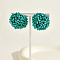 Plastic Bead Cluster Stud Earrings, Real 18K Gold Plated Brass Jewelry for Women, Half Round, Turquoise, 30mm