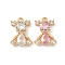Brass Micro Pave Cubic Zirconia Charms, Nickel Free, Real 18K Gold Plated, Pink, 14x10.5x3.5mm, Hole: 1.5mm