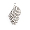 Shell Shape Brass ABS Imitation Pearl Pendants, Rack Plating, Long-Lasting Plated, Cadmium Free & Lead Free, Platinum, 33x18x10mm, Hole: 2.5mm