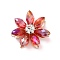 Wire Wrapped Glass Cabochons, with Light Gold Plated Iron Findings, Flower, Red, 27x27x8.5mm