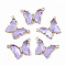 Glass Pendants, with  Micro Pave Cubic Zirconia and Brass Open Back Settings, Faceted, Butterfly, Golden, Lilac, 16.5x23.5x5.5mm, Hole: 1.2mm