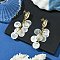 Brass Stud Earrings, with Flar Round Capiz Shell Pendants, Golden, 61~61.5mm